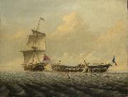 Thomas Baines Action between HMS Sweden oil painting artist